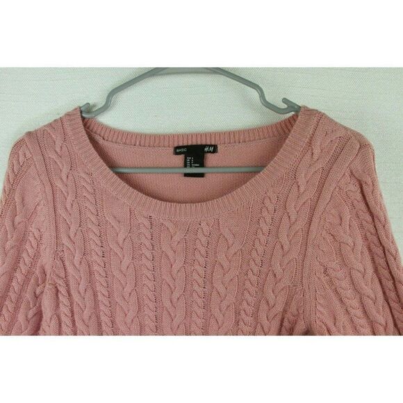 H&M Basic Sweater Cableknit Alpaca wool blend pink - Picture 4 of 9